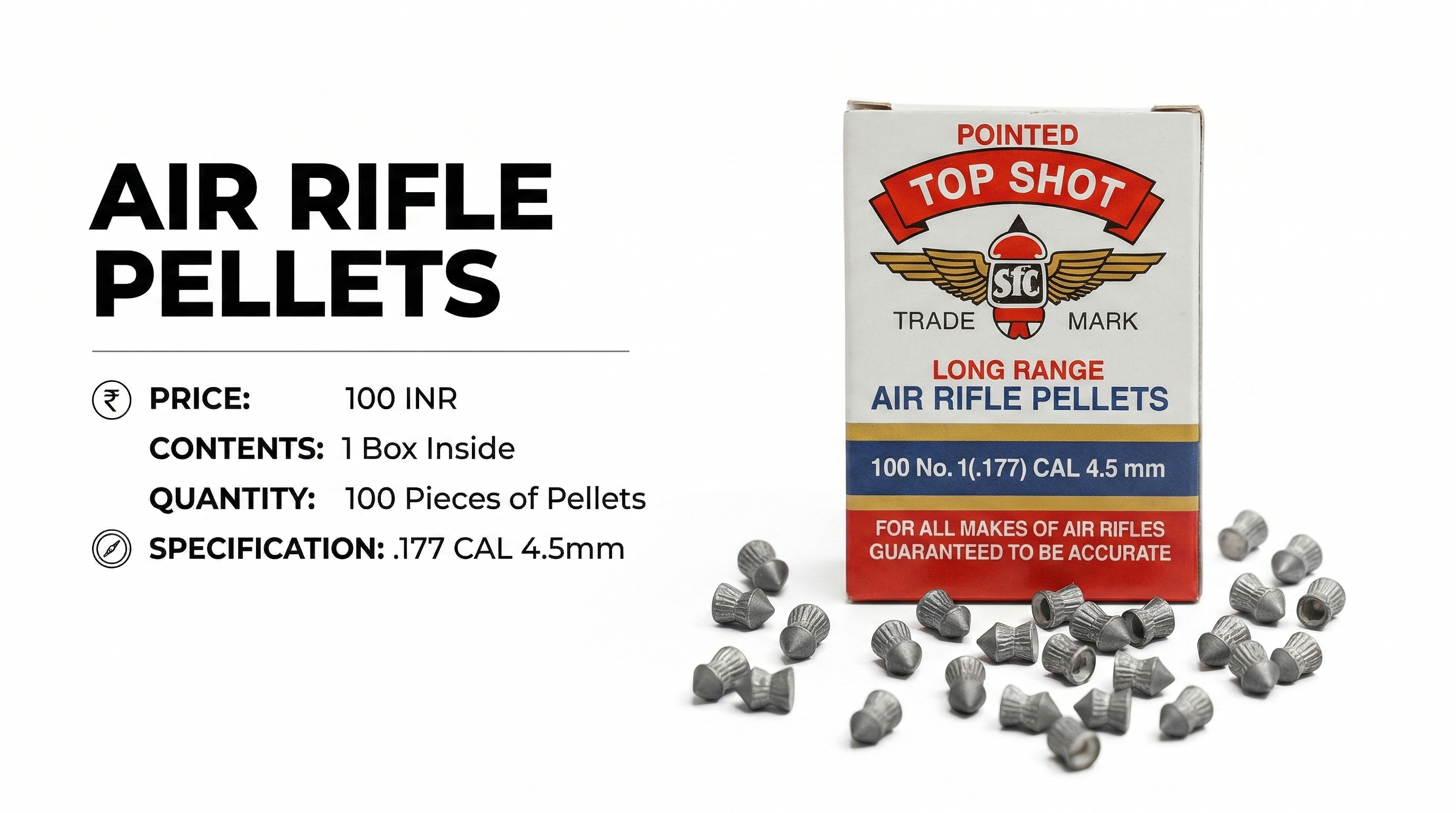 Air Gun Pellets .177 Caliber (100 Pcs) | Lead Target Ammo