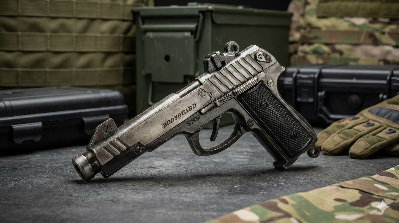 Bodyguard Metal Sound Gun | Heavy Cork Toy Pistol with Cover