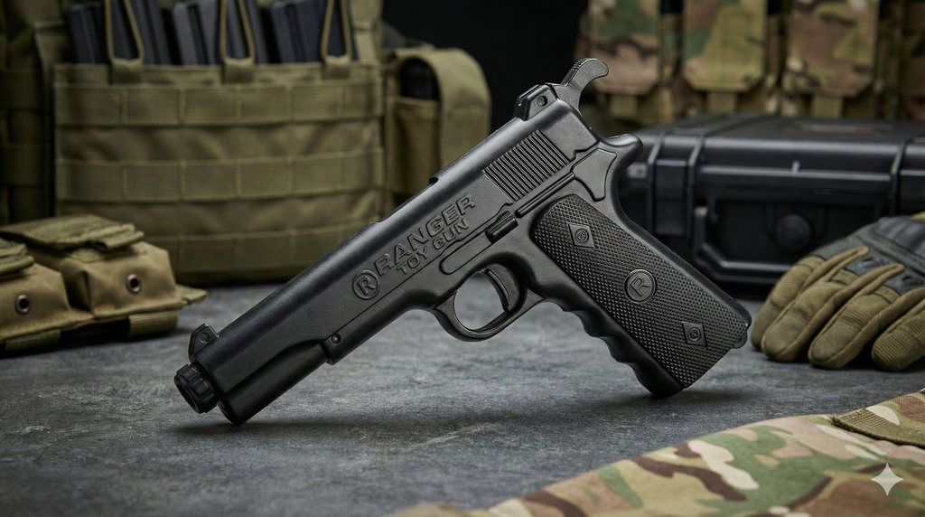 Ranger Metal Sound Gun | Heavy Cork Toy Pistol with Cover