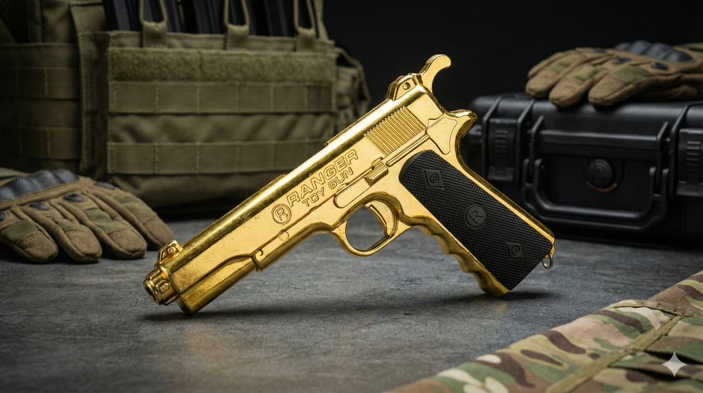 Ranger Metal Sound Gun | Heavy Cork Toy Pistol with Cover