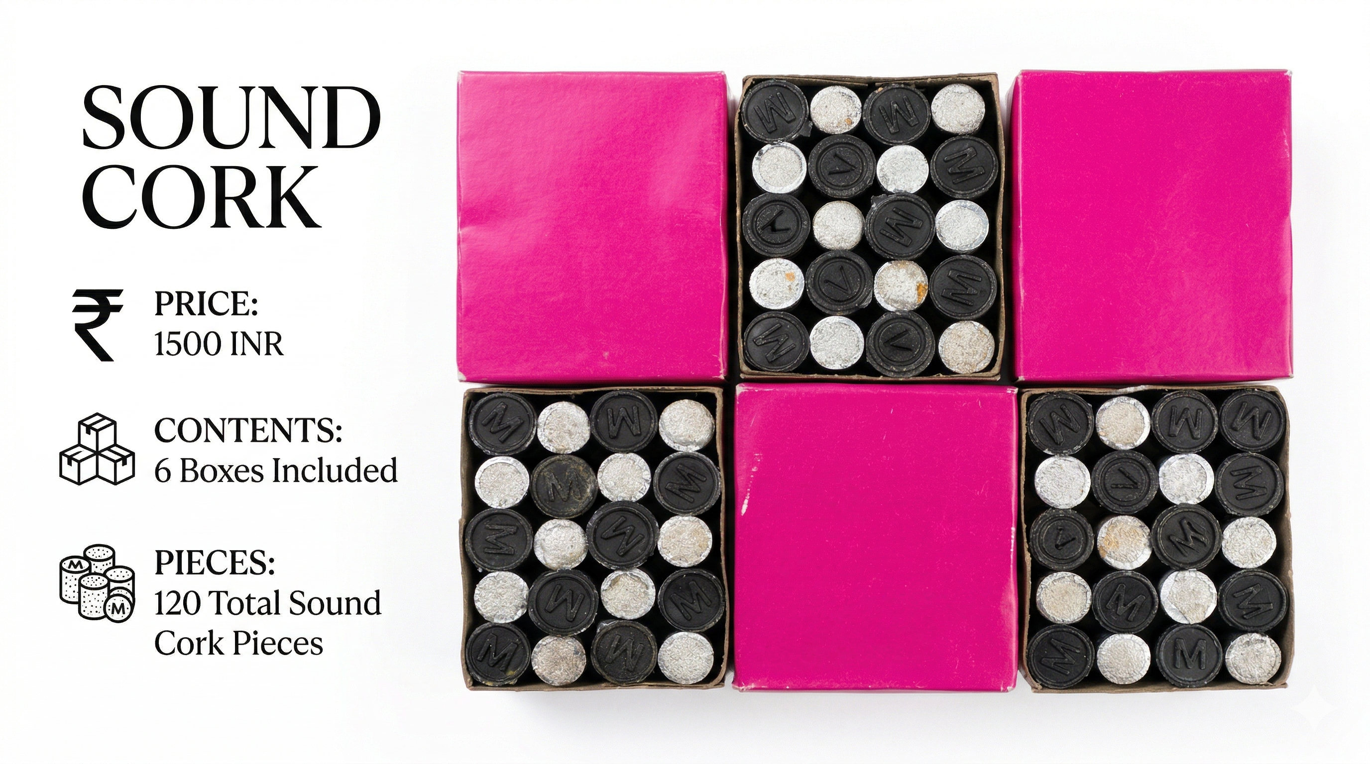 Sound Gun Corks 6-Box Bulk Pack | 120 Pieces (Save Rs 300)